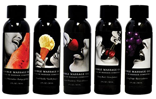 Earthly Body Hemp Seed Edible Massage and Body Oil Gift Set Travel Size [ 2 oz x 5 Bottles]