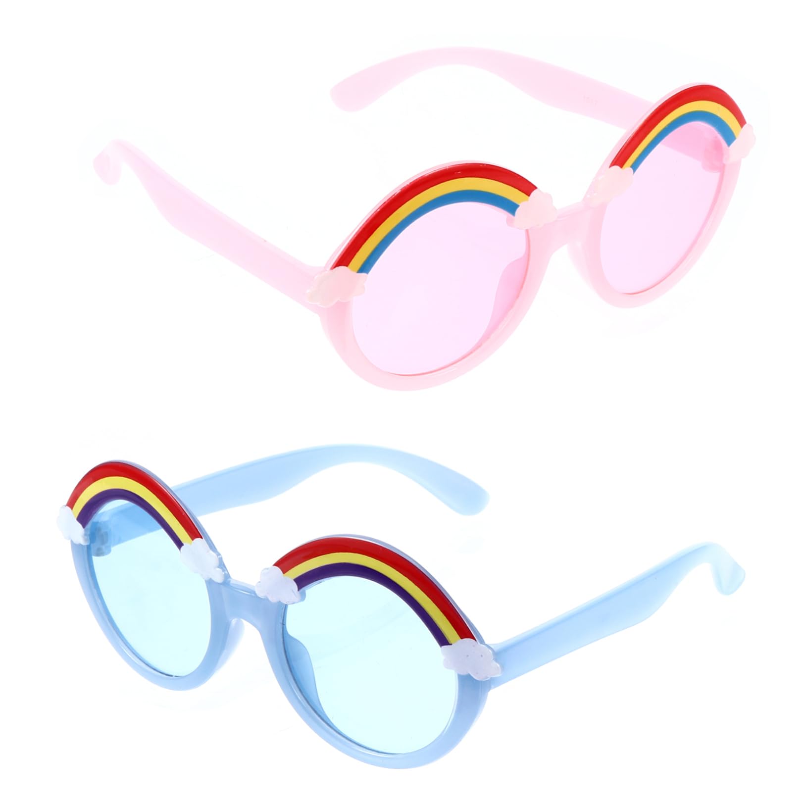 WOFASHPURET 2Pairs Rainbow Cartoon Frame Sunglasses for Adorable Decorative Eyewear Fun and Lightweight Glasses for Boys and Holidays