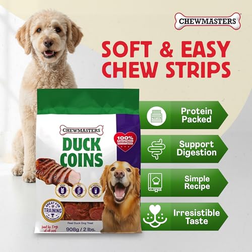 Chewmasters Duck Coins - Protein Packed Duck Dog Treats, Low Fat Training Rewards with Real Duck, No Corn Soy Wheat, Simple Recipe Dog Duck Treats for All Breeds - 32 oz image 3