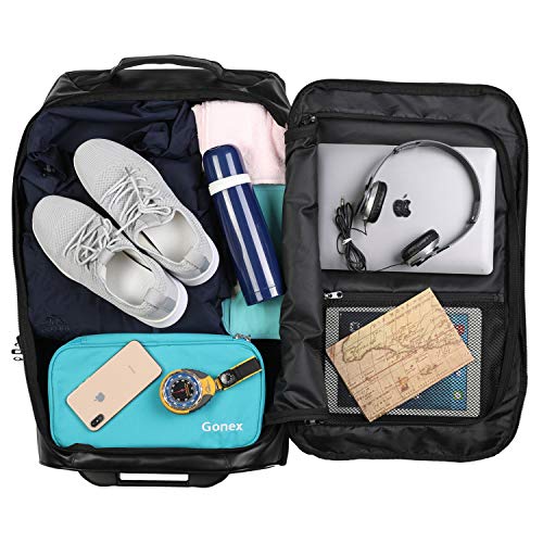 Gonex Rolling Duffle Bag with Wheels, 70L Water Repellent Wheeled Travel Duffel Luggage with Rollers 26 inch, Black