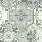 Poids total : 1950 g/m² Sol Vinyle Textile - Black Edition 3D - Carrelage Hexagonal Ancien - Rouleau de 2m x 23.00m