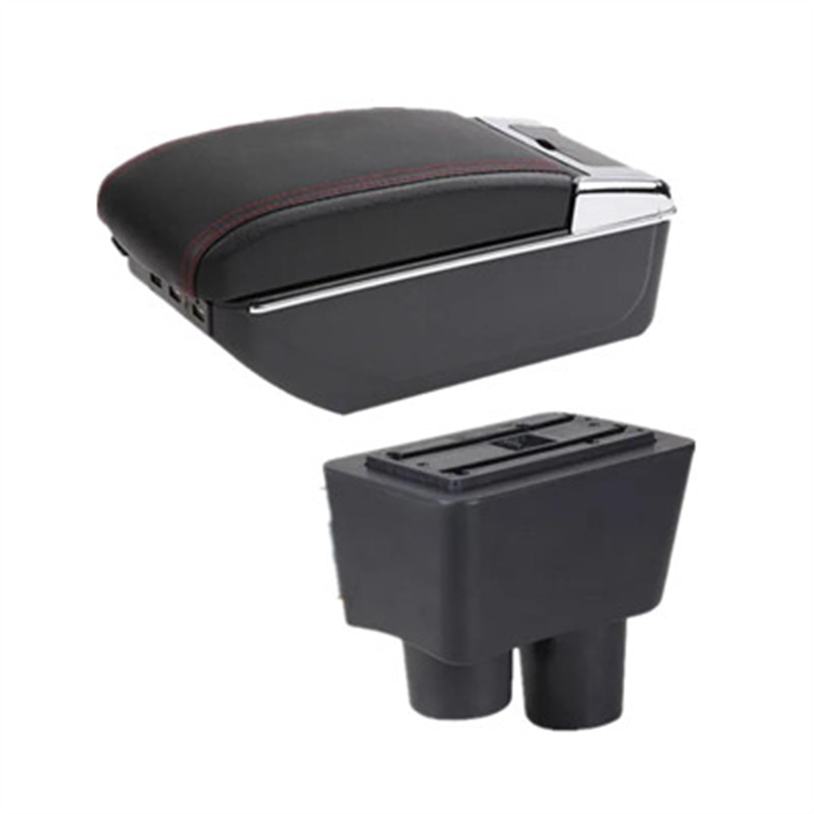 NOHEEU Car Interior Accessories Center Console Storage Box Multifunctional Armrest For Almera For Versa(D red line)
