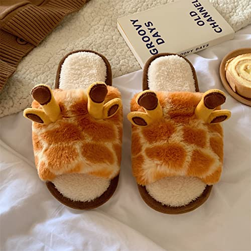 Gaolinci Cartoon Giraffe Cotton Slippers, Winter Indoor Outdoor Slippers For Women #TOP2