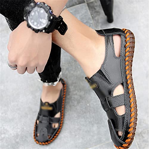 Men Sandals Real Leather Casual Beach Shoes Fisherman Leisure Trekking Non-Slip Breathable Slippers Hiking(43)3