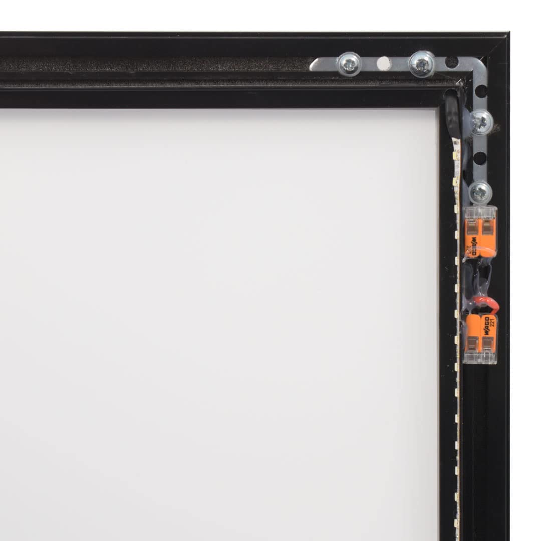 Danieli Store - Tablón de Anuncios Exterior Negro para Menús - Tablón con Cerradura y Par de Llaves - Fácil Montaje en Pared - Superficie de Acero Magnético y Escribible (2x A4 LED)