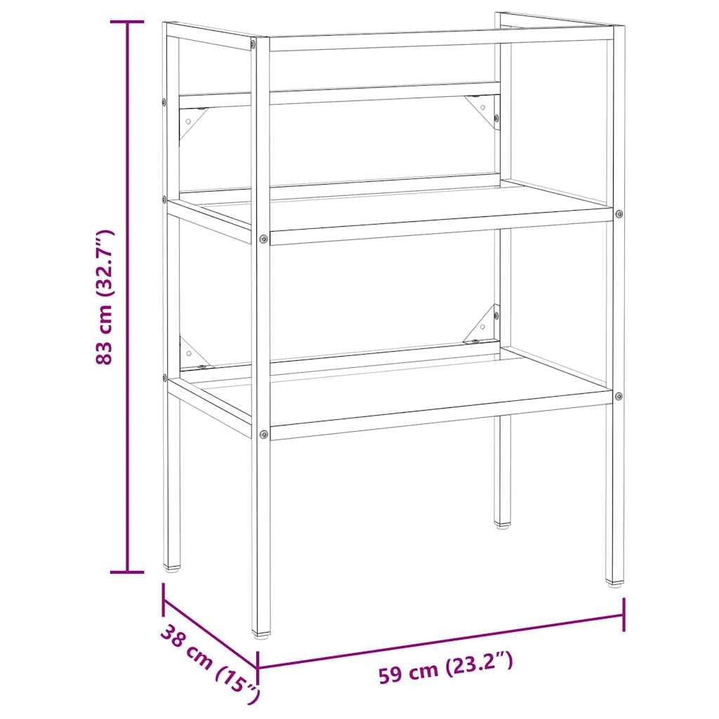 Waschtischgestell Schwarz 59×38×83 cm aus Eisen Pulverbeschichtet Modernes Offenes Design Robuste Badezimmer-Konsole mit Wandhalterung Für kleine Gäste-WC und enge Bäder
