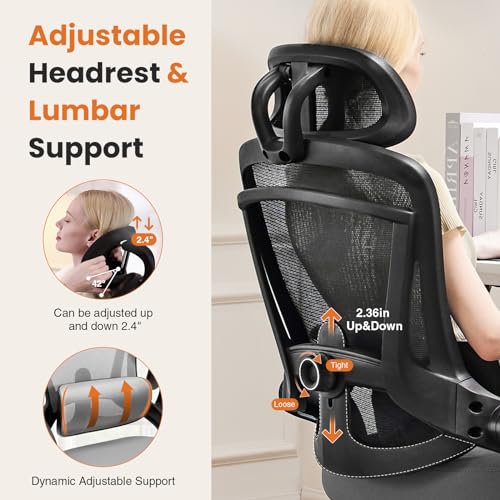 Image of DUMOS Executive Home Office Chair, Ergonomic Computer Desk Chair, Mesh