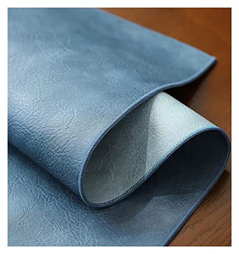 Chemin de table en cuir bleu imperméable 100x50 cm plusieurs tailles salon