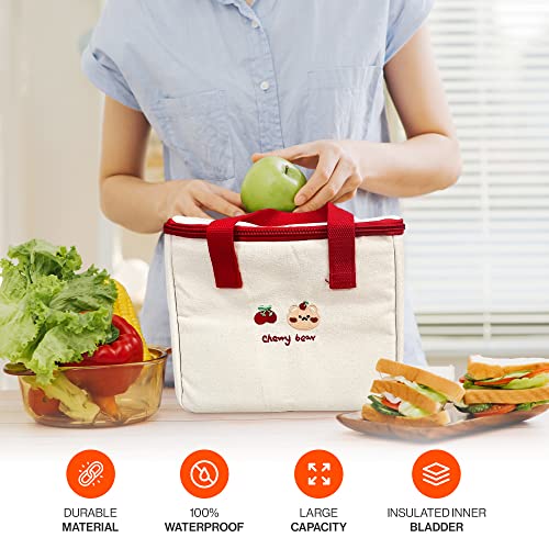 Jcm Best Home Kawaii Lunch Bag Utensils Set Cutlery Set Lunch Bags For Women Lunch Bag For Work Waterproof Insulated Lunch Box For Picnic Small Cute (Beige) #TOP3