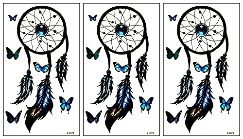 Oncex Mini 3 Sheets Tattoos Dreamcatcher Feather Butterfly Fake Waterproof Temporary Realistic Dream Catcher Tattoo 3D For Man Women Girls Lower Back Shoulder Neck Arm Style Fashion #TOP5