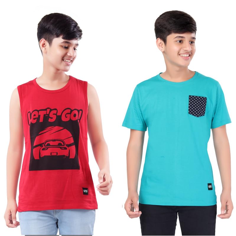 Image of UNOseven Boys Cotton T-Shirt - Pack of 2