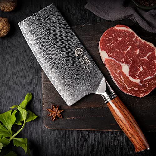 Yarenh Damast-Hackmesser – Chinesisches Küchenmesser 17,6 cm