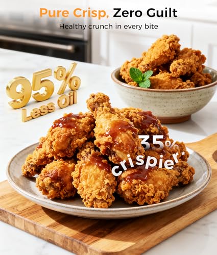 Image of 4-in-1 Portable Glass Air Fryer - 1500W, 4.2QT & 1.6QT Dual Glass Containers with Lids, Non-Toxic, 400F Precise Heat, Max Crisp | Bake | Air Fry | Recrisp, Microwave, Freezer & Dishwasher Safe