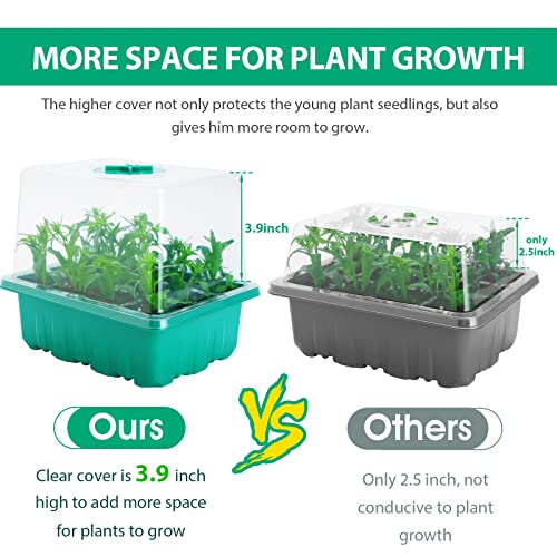 Seed-Starter-Tray-6PCS-Seed-Starter-Kit-with-Grow-Light-Seedling-Trays-with-Humidity-Domes-Covers-Height-39-Indoor-Gardening-Plant-Germination-Trays-12-Cells-per-Tray