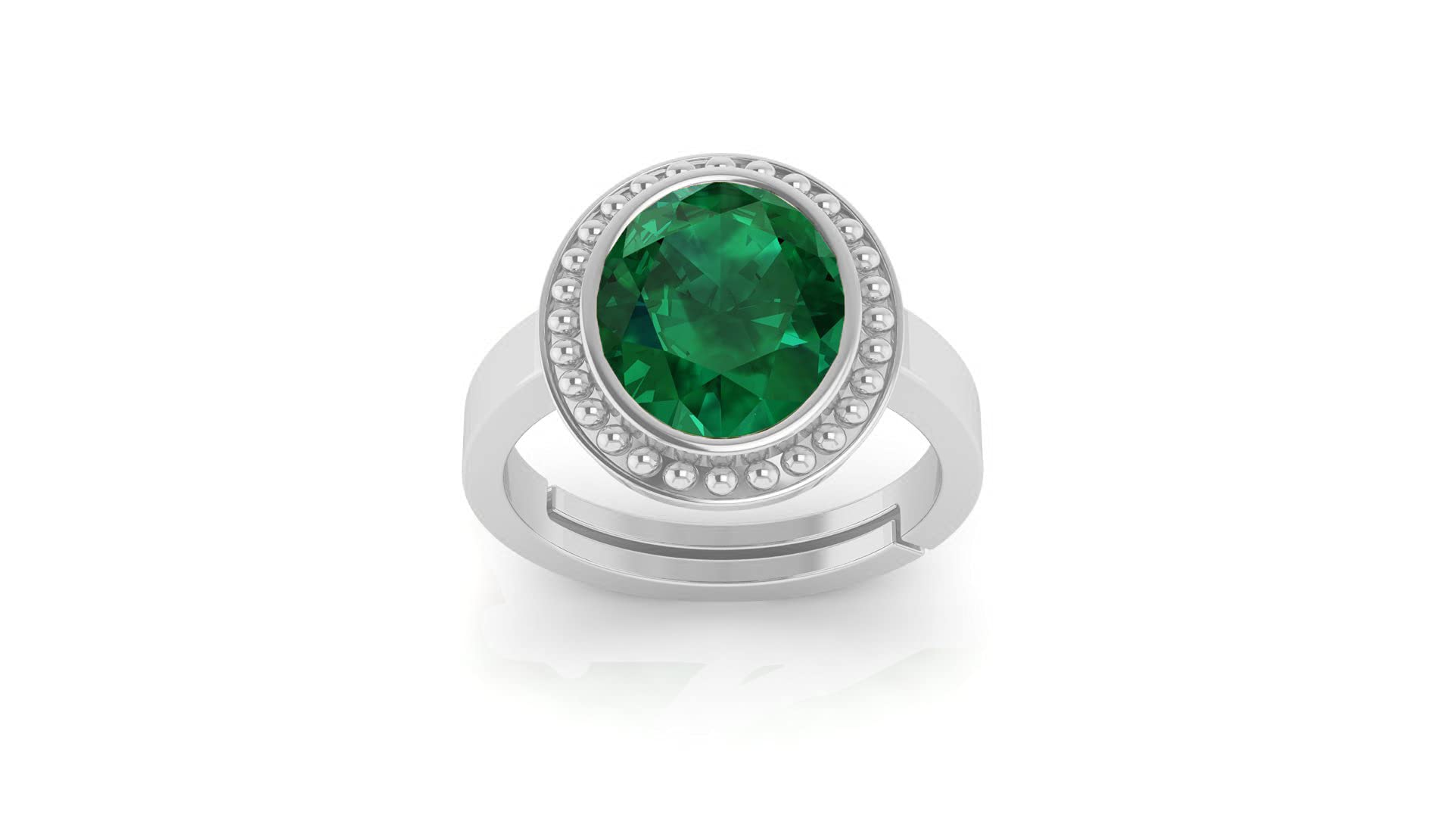 Akshita gems5.25 Ratti 4.00 Carat Natural Emerald Adjustable Silver Panna Ring Certified for Women's and Men's