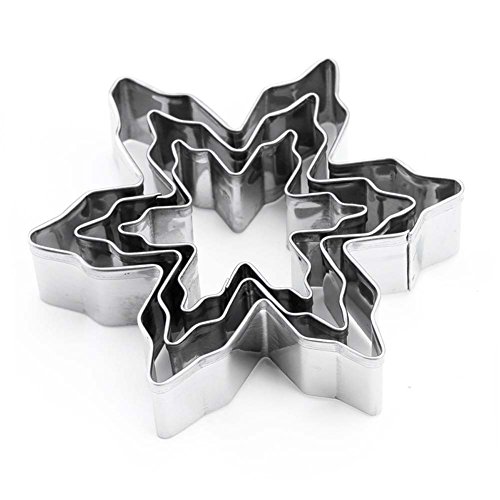 LRZCGB Snowflake Cookie Cutter Set,3 Pieces Snow Shape Cutter Christmas Stainless Steel Baking Tool(Snowflake)