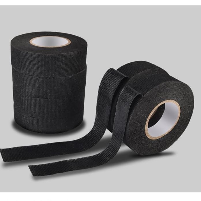 Image of High Temp Harness Tape 3 /4 inch x 50 FT, 5 Rolls - Heat Proof Tape for Automotive Wire, Self-Adhesive Cloth Electrical Insulation Tape