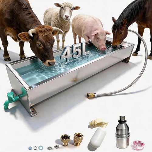 Bebederos automáticos de Ganado, bebederos de Caballos con válvula Flotante de 1/2 Pulgada, bebederos de Cabra para Ganado, Caballos, ovejas, Perros y Kits de bebederos de pájaros de Gran Capacidad