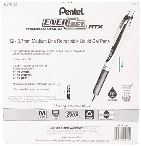Pentel EnerGel RTX Bolígrafos Gel Retráctiles x12 miniatura 2