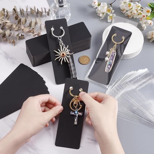 Image of Festiko Keychain Display Cards (Black B, Pack of 500 Pcs, 5.9 inch*2 inch), Keyring Display Cards, Jewellery Display Cards