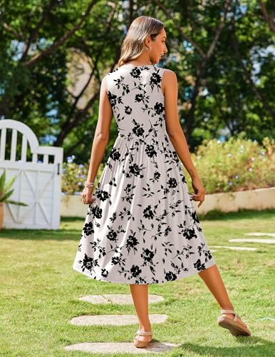 Image of Zeagoo Women's Summer Tank Midi Dress with Pockets Floral Sleeveless A-Line Casual Loose T-Shirt Dresses Beach Sundress 2026