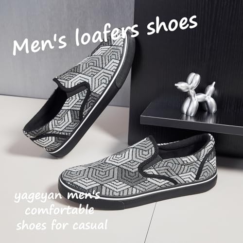 Image of yageyan Mens Slip on Sneakers Loafers Shoes Canvas Black Shoes Canvas Blue Casual Fashion Shoes