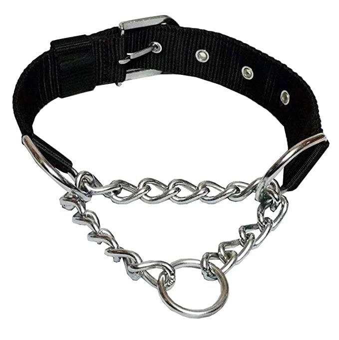 Woofy Dog Choke Pet Nylon Half Chain Collar Adjustable Collar and Strong Reflective Nylon Padded, Safety Metal Chain for Dogs - Black (Small) (B0BJFHC2Y6) Amazon Price History, Amazon Price Tracker