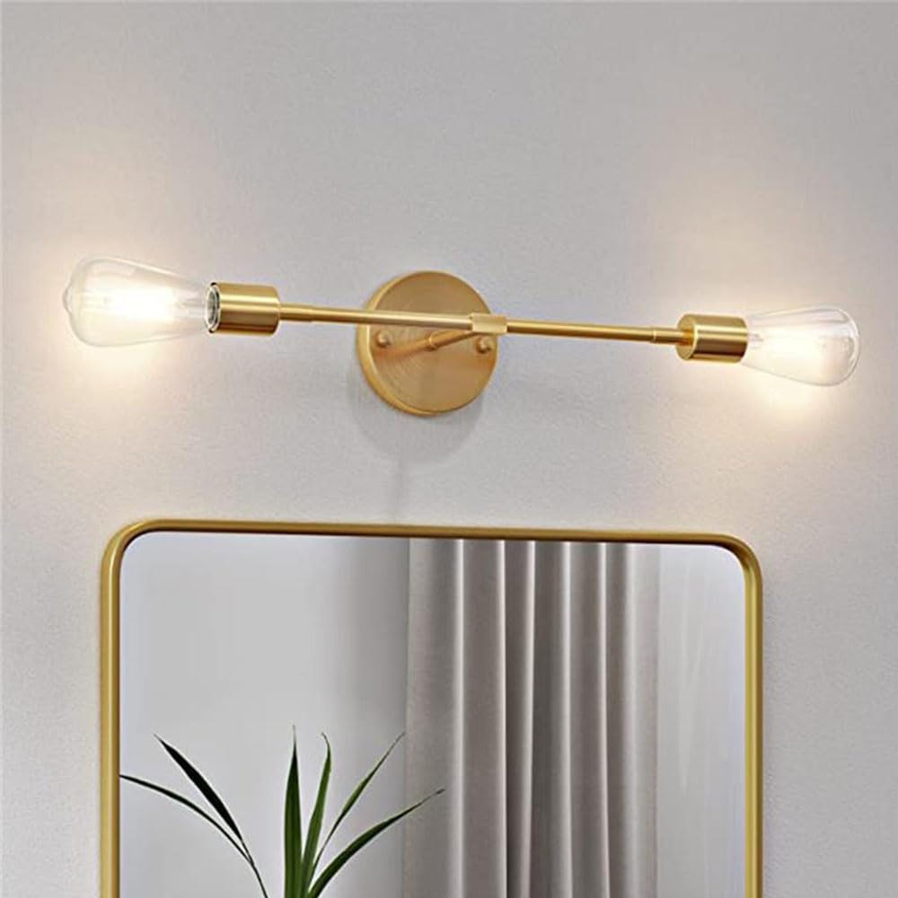 Mengjay Wall Lights Industrial Wall Lamp,2X E27 Vintage Wall Sconce Lamp Fitting Fixtures,Creative wall lamp Suitable for Living Room Kitchen Bedroom (Gold)