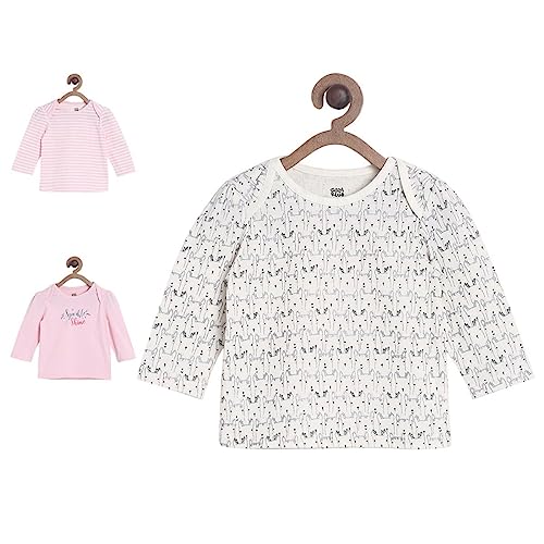 Image of miniklub Baby Round Neck Long Sleeve Knitted Cotton Top, Pack of 3 (Multi Color)