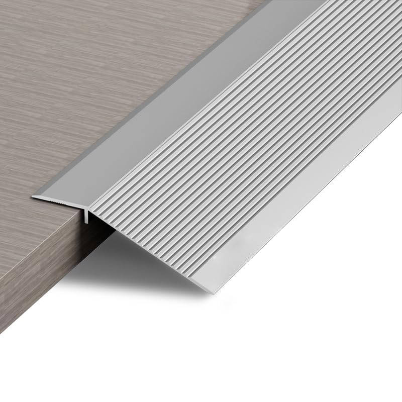 1 Meters Aluminum Floor Transition Strip Door Bar,Floor Bar for Doorways Threshold Ramp Tile Laminate Planks,Bridge The Height Between 10-35mm(Silver,10cm)