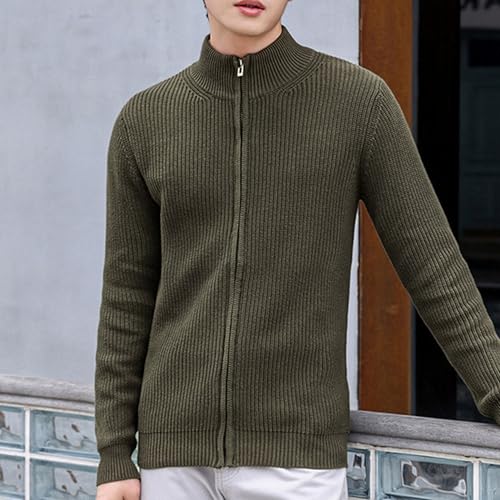 Men's Stand-up Collar Cardigan Slim Fit Knitted Sweater Cardigans Full Zip Up Knit Sweaters Cardigan2