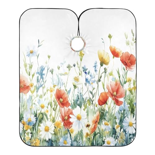 Capa profesional para corte de cabello con flores acuarela, impermeable, con cierre ajustable de broche, para peluquería y barbería miniatura 2