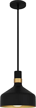 Quoizel Arbor Pendant Light, 11 Inch 1-Light Matte Black Hanging Ceiling Light for Kitchen Island, Dining, Hallway or Bedroom