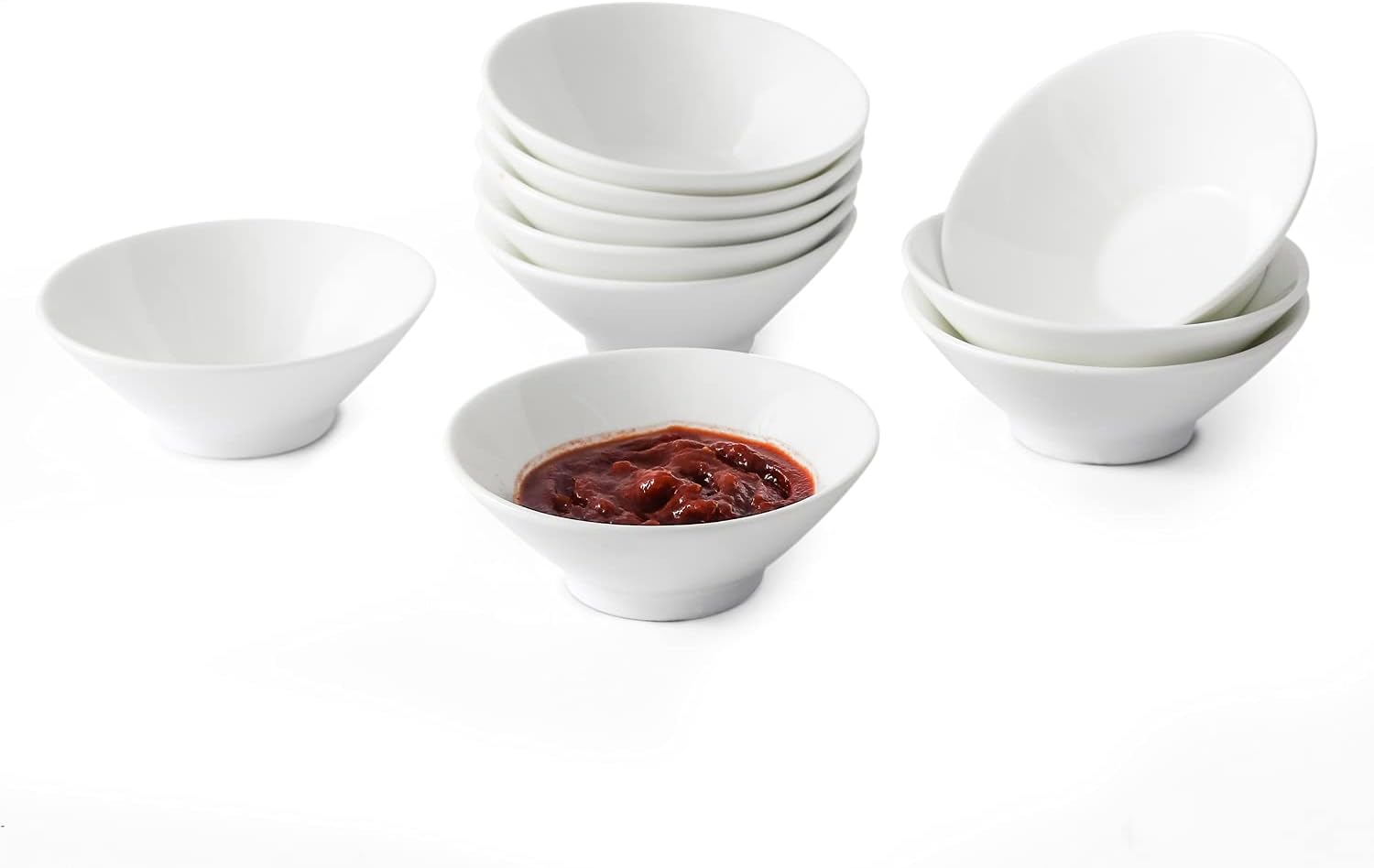 BABALIU 3.5 oz White Porcelain Dipping Bowls Set of 10