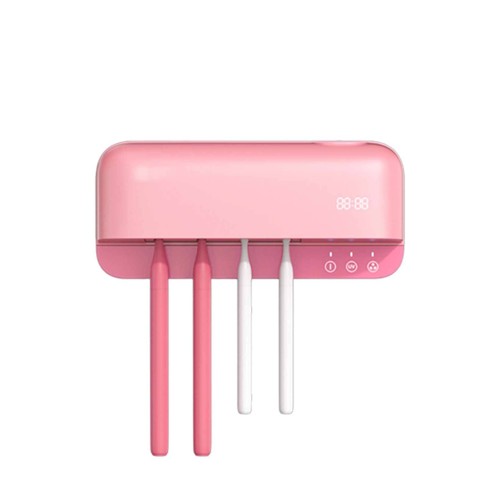 Soportes de cepillo de dientes montados en la pared para baño, esterilización Uv de secado inteligente, estante de almacenamiento sin perforaciones, soporte para cepillo de dientes,Pink
