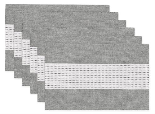 Wracra Linen Placemats Set of 6, Black Macrame Place Mats for Kitchen Table