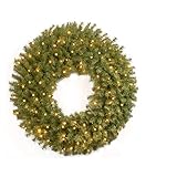 National Tree Company Pre-Lit Artificial Christmas Wreath, Green, Norwood Fir, White Lights, Christmas Collection, 36 Inches