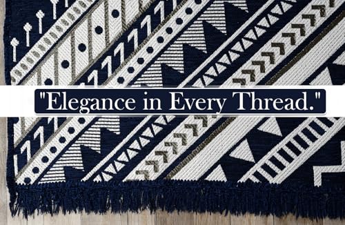 Image of BSB HOME Designer Superfine Chenille Carpet | 500 GSM Velvet Carpet /Area Rug /Durries with Fine Gold Yarn for Living Room, Bedroom, Runner| 122 x 183 cm or 4x6 ft, Blue
