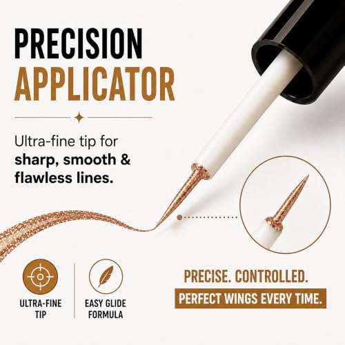 Image of Parul Garg Beauty PARIE Ultra-Define Shimmer Liquid Eyeliner | Waterproof, Long-Lasting & Quick-Drying | Precision Applicator | Enriched with Argan Oil | Intense Shimmer Finish | 3 ml (Bronze Brown)
