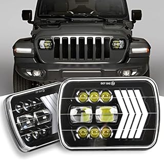 Chemini 7 LED Headlight Bulb Wrangler with Amber Turn Signal Light DRL Daytime Running Light for High/Low Beam Compatible with Jeep Wranglers Shepherd JK TJ CJ-2Pcs