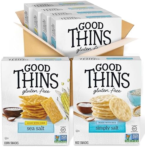 GOOD THINS Rice & Corn Snacks Gluten Free Crackers Variety Pack, 4 Boxes