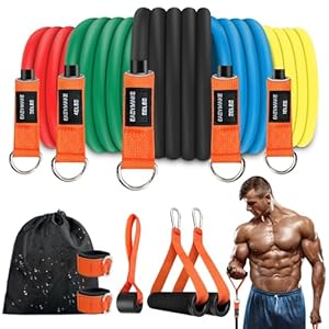 Resistance Bands, Exercise Bands, Workout Bands with Handles, Door Anchor and Ankle Straps, Resistance Bands for Working Out Strength Training, Physical Therapy, Shape Body, Yoga, Home Gym
