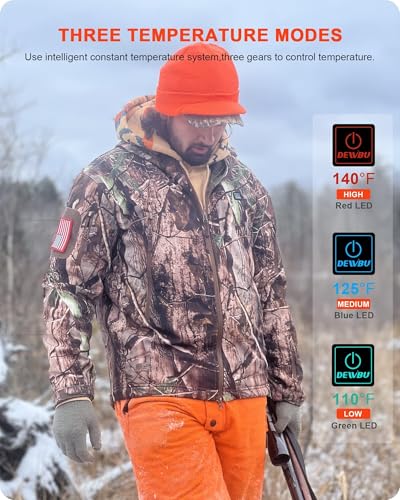 Image of DEWBU Heated Jacket for Men with 12V Battery Pack Winter Outdoor Soft Shell Electric Heating Coat