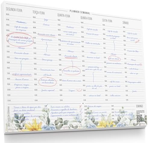 Planner Semanal com Horário A4 – Organização Semanal, Agenda de M...