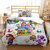 3D Mario Bros Funda Nórdica, Apto para Adolescentes Y Adultos Single（135x200cm）