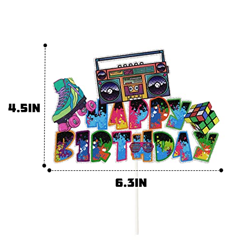 Gwing Happy Birthday Cake Topper ,Boombox Sign- 80’S Retro Hip Pop Theme Party Cake Picks ,It’s For Birthday Wedding Decade Gold #TOP2