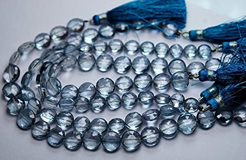 Quartz bleu teal mystique de forme coin facettée pour enfilage de perles de 9mm
