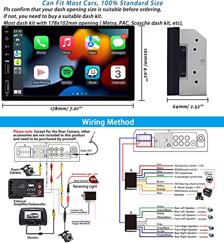 Double Din Car Stereo Compatible With Apple Carplay&Android Auto, 7Inch Full Hd Capacitive Touchscreen Car Stereo Double Din Radio With Bluetooth, Camera, Mirror Link, Fm Radio, 2 Usb/Tf/Aux/Subwoofer #TOP5