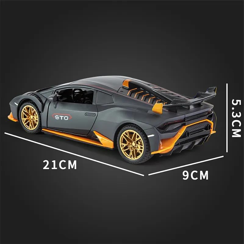Image of Invite Enterprise 1 /24 Big Lamborghini Huracane STO Toy Car - Metal Pull Back Diecast Model with Openable Doors, Sound & Lights for Kids and Collectors【 Multicolor 】