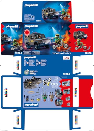 Miniatura 7 de PLAYMOBIL | City Action | Vehículo SWAT | con Agente de policía, Motocicleta de Delincuente y Banda de Clavos | Juguete Infantil a Partir de 4 años | 72066